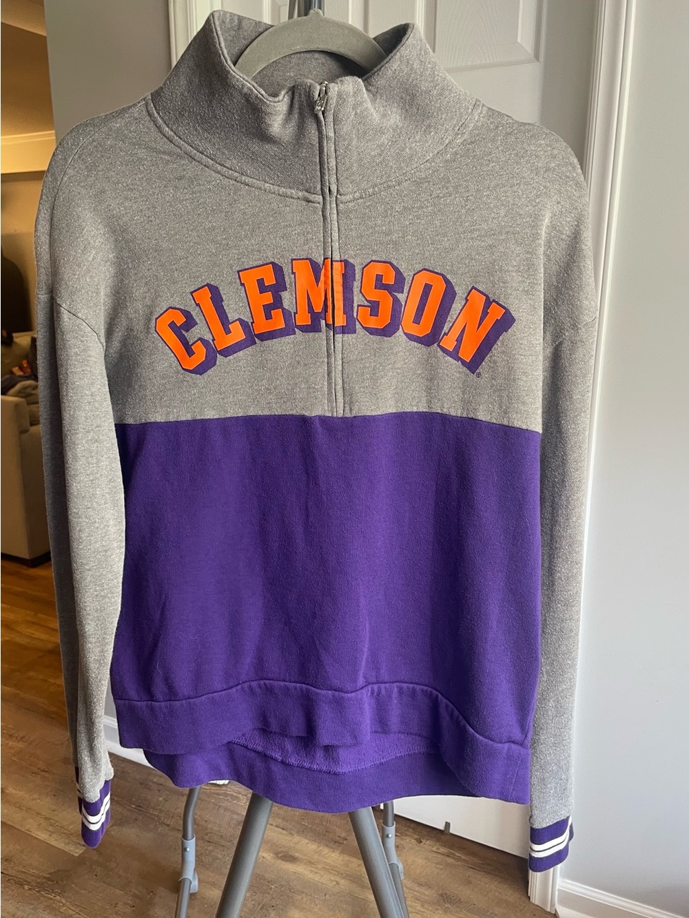 Victoria’s Secret PINK Clemson Colorblock Half-Zip Pullover Sweater